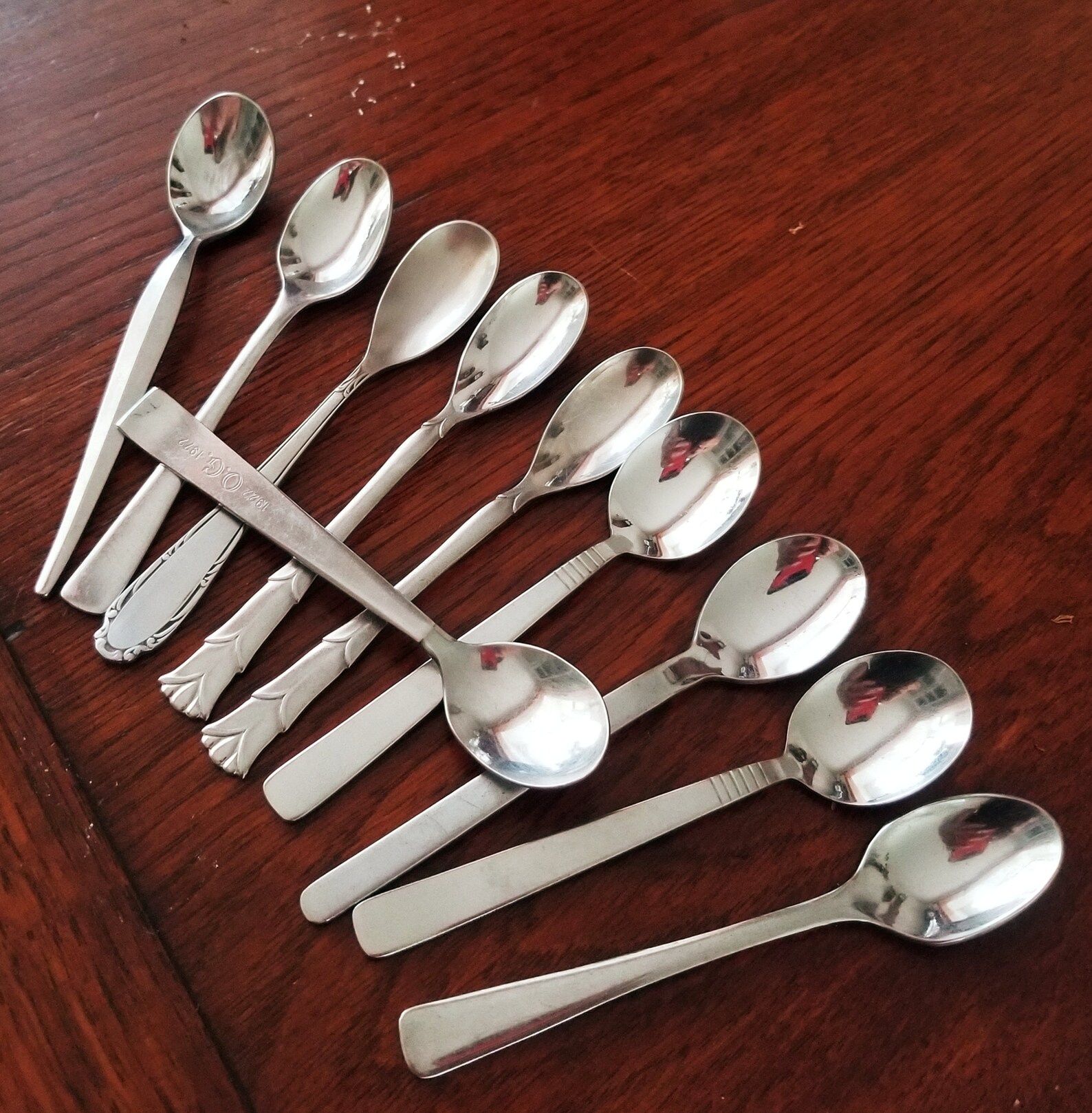 Set Tea Spoons, Coffee Spoons. Vintage Antique Tea Party Service Small