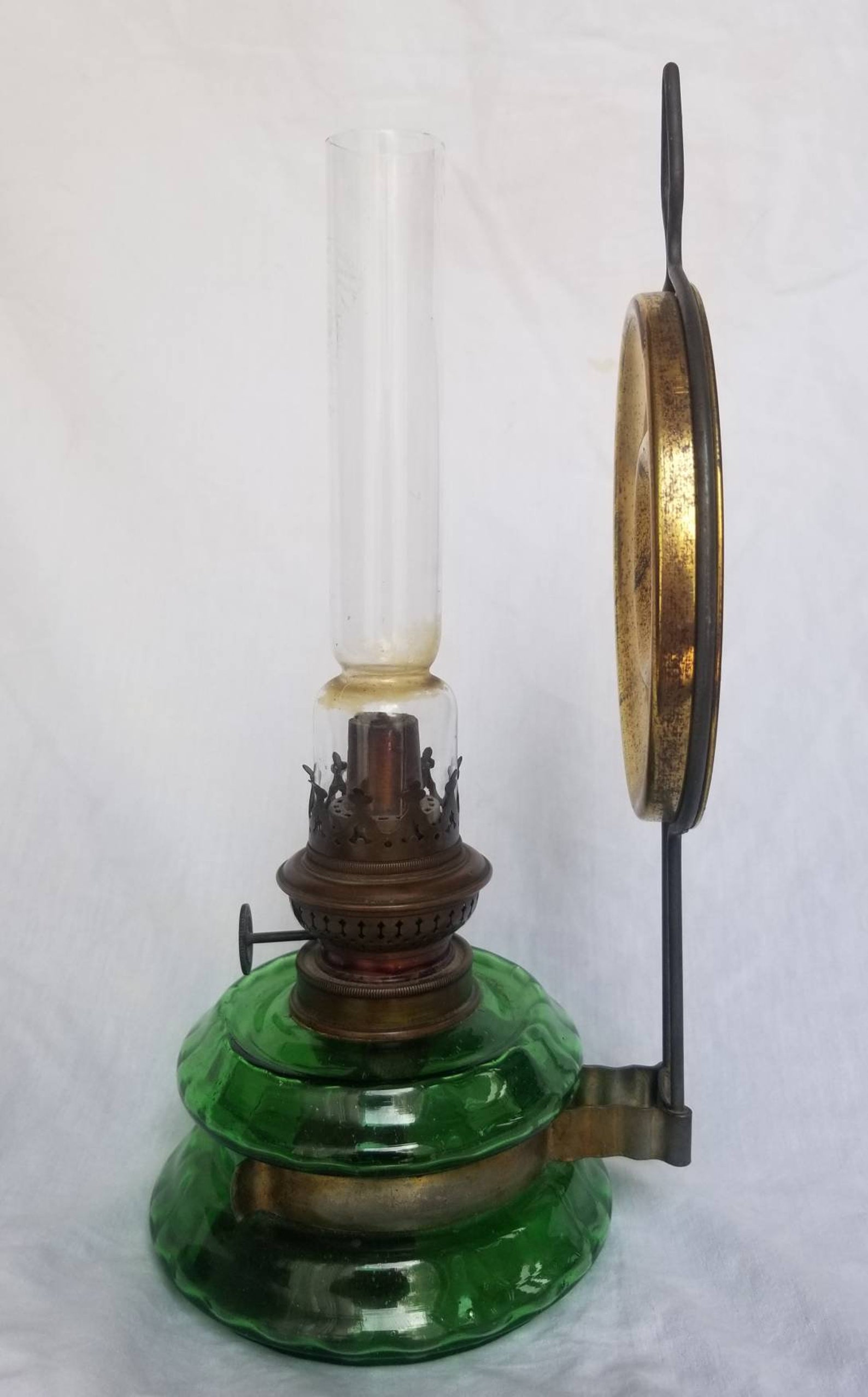 Edwardian wall hanging Oil Lamp 1903 with a brass reflector Etsy