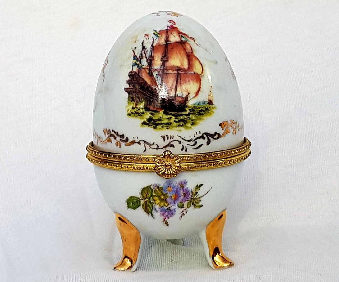 Limoges Egg Porcelain Footed Trinket Box Porcelaine Limoges Etsy UK