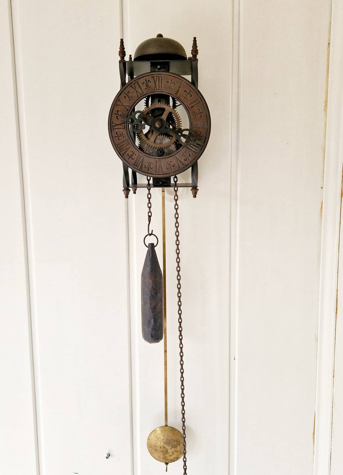 Antique German Clock Skeleton Wall Clock Weightdriven Pendulum Etsy