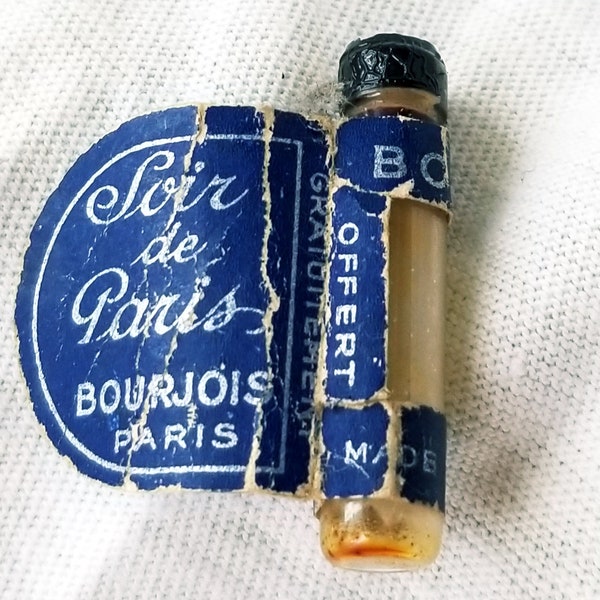 Années 1920 BOURJOIS -Soir de PARIS premier échantillon flacon parfum, flacon de français vintage, Cadeau