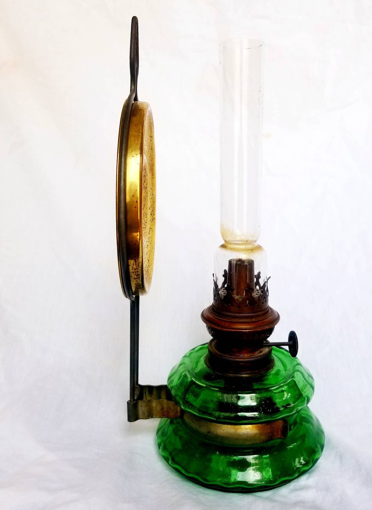 Edwardian wall hanging Oil Lamp 1903 with a brass reflector Etsy