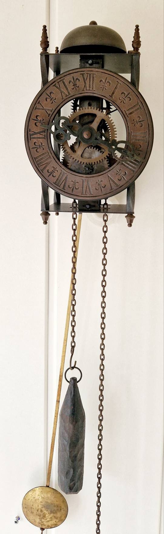 Antique German Clock Skeleton Wall Clock Weightdriven Pendulum Etsy