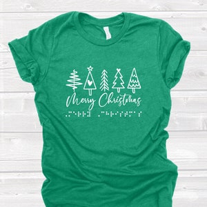 Merry Christmas Print & Uncontracted Braille Soft Style T-Shirt