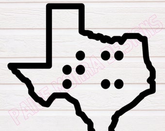 Texas outline with braille TX SVG File- Print & Braille