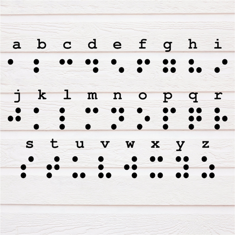 Braille Alphabet with Print SVG & PNG Files Note: not a font file One welded image image 1