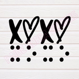 XOXO Valentine&#39;s Day Braille & Print SVG File