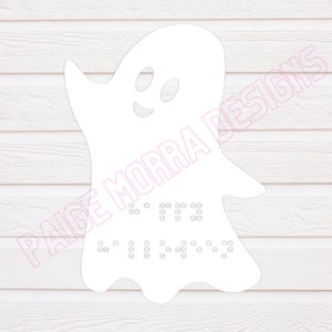 Ghost with Happy Halloween in Braille SVG