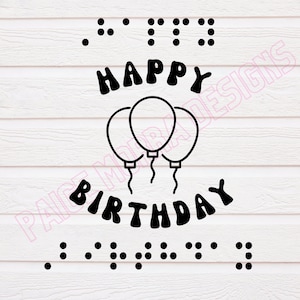 Happy Birthday uncontracted braille and print SVG | Digital Download