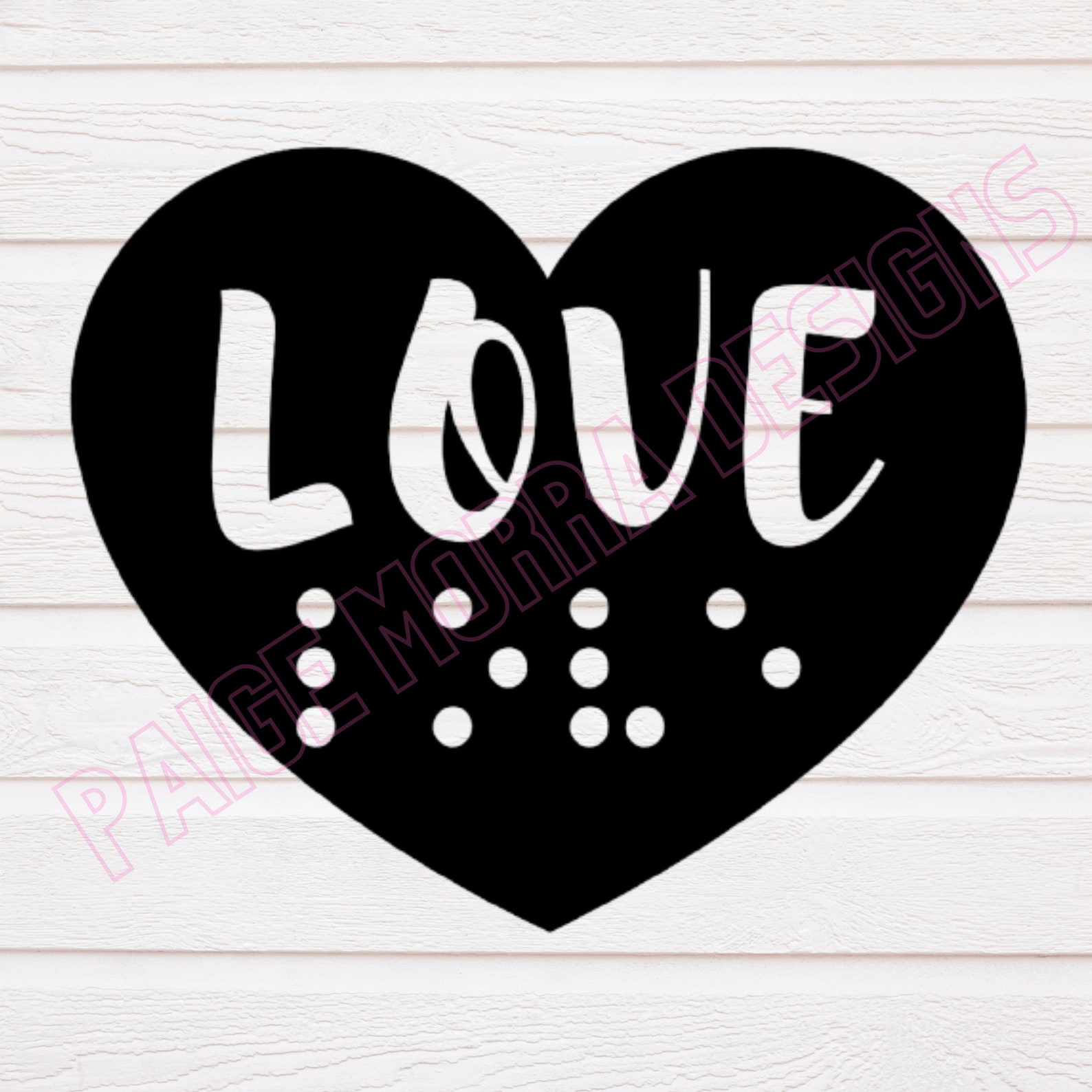 Braille SVG Love Heart Braille & Print SVG Etsy