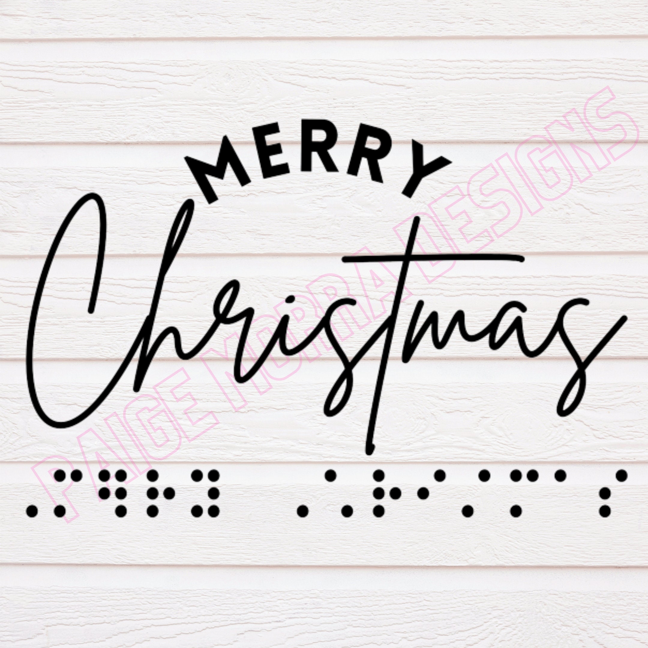 Merry Christmas SVG File Print & Braille Etsy