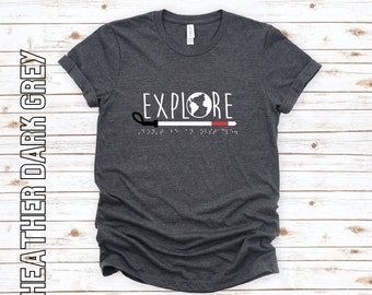 EXPLORE Soft-style Unisex T-shirt with Braille- Don't be an obstacle.