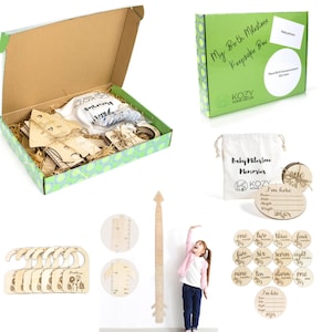 Caja de hitos para bebés, divisores de armarios para niños, regalo para recién nacidos, tarjetas de hitos, anuncio de nacimiento, tabla de crecimiento infantil, regalo de baby shower