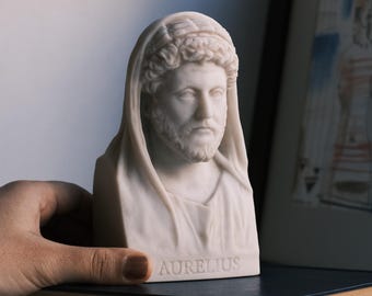 マルクス・アウレリウスの胸像 哲学者皇帝の知恵の像 手作りレプリカ