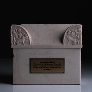 Handmade Marble Urn Box | Sarcophagus Replica | Historical Keepsake Urn | Archaeology Inspired Art image 1