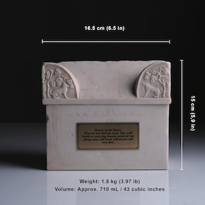 Handmade Marble Urn Box | Sarcophagus Replica | Historical Keepsake Urn | Archaeology Inspired Art image 7