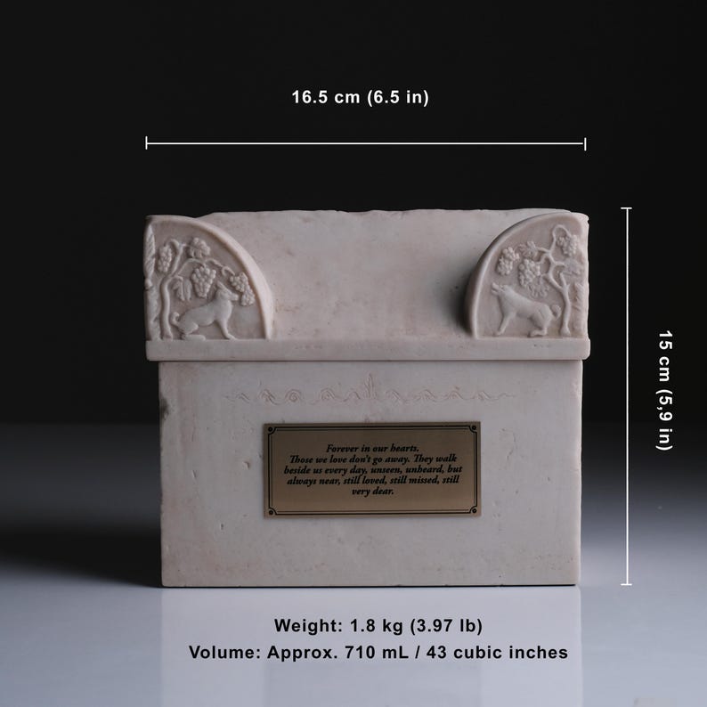 Handmade Marble Urn Box | Sarcophagus Replica | Historical Keepsake Urn | Archaeology Inspired Art image 7