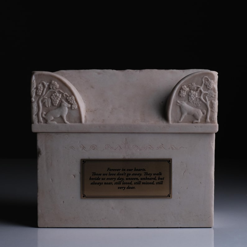 Handmade Marble Urn Box | Sarcophagus Replica | Historical Keepsake Urn | Archaeology Inspired Art image 1