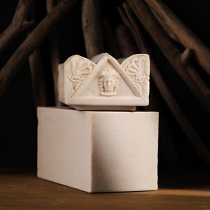 Handmade Marble Urn Box | Sarcophagus Replica | Historical Keepsake Urn | Archaeology Inspired Art image 3