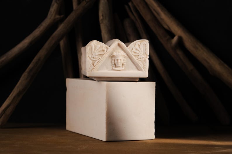 Handmade Marble Urn Box | Sarcophagus Replica | Historical Keepsake Urn | Archaeology Inspired Art image 3