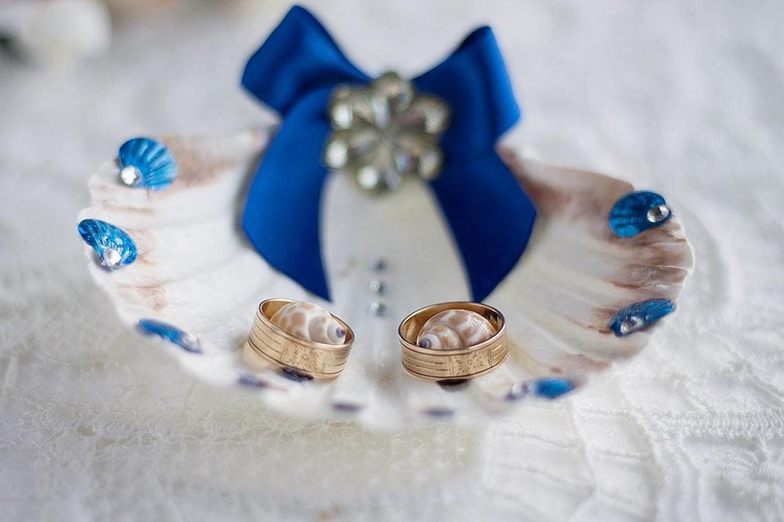 Royal Blue Seashell Ring Holder Nautical Ring Bearer Beach Etsy