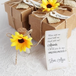 Rustic Bridesmaid Invitation, Bridesmaid Proposal Gift, Ask Maid of Honor, Sunflower Wedding Favors, Flower Girl Gift, Bridesmaid Party Gift