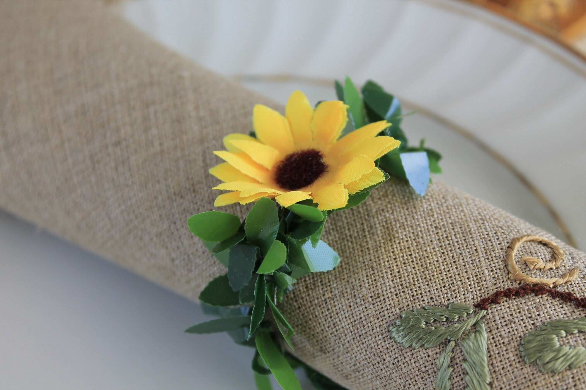 4 Sunflower Napkin Ring Holders Rustic Wedding Napkin Rings | Etsy