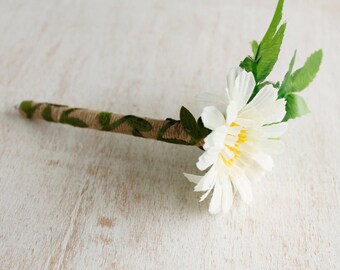 Daisy Guest Book Pen & Holder, Rustic Wedding Decor, Country Bridal Shower Pen, Burlap Flower Pen,  Summer Woodland Wedding Table Decor