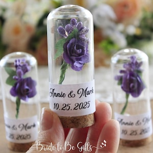 Purple Rose Wedding Favors – Custom Bridal Shower Gifts, Personalized Guest Keepsakes, Bulk Wedding Thank You Souvenirs in Glass Domes