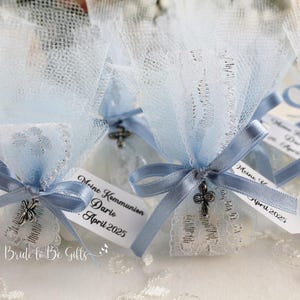 Personalized First Communion Favors – Custom Christening Bomboniere with Cross Charm, Baptism Gifts for Boys & Girls, Confirmation Keepsakes