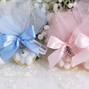 Personalized Christening Favors, Thank you Gifts for Baptism, Communion & Confirmation, Custom Almond Candy Favors for Boys and Girls