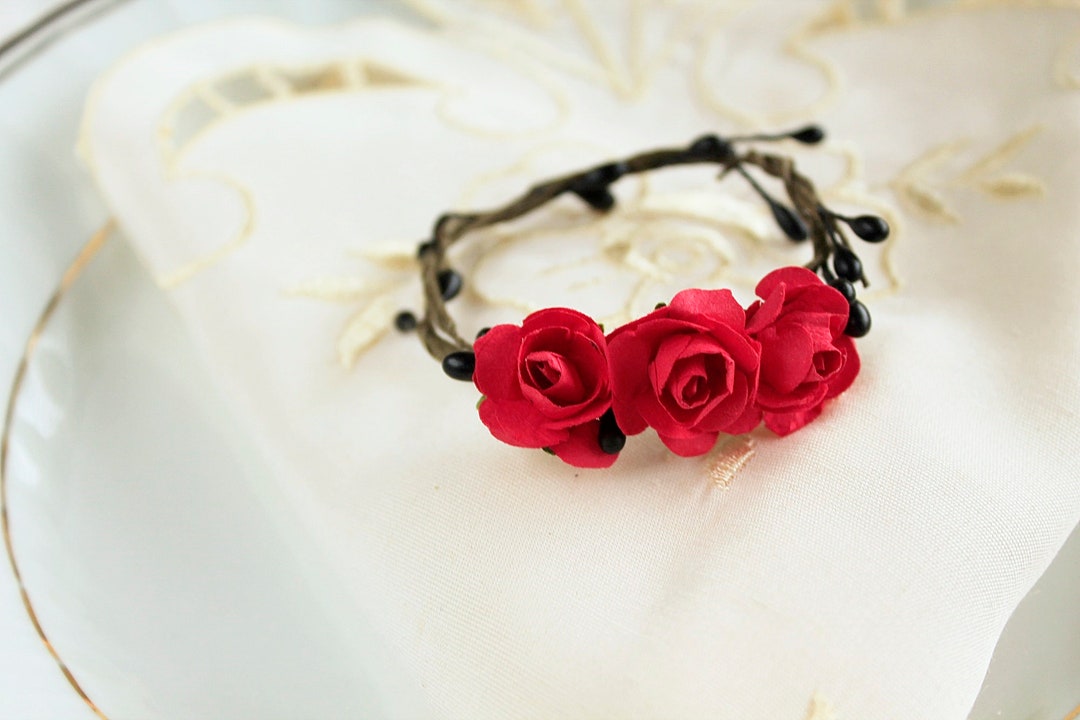 Red Roses Napkin Rings,floral Napkin Rings,red Flower Napkin Rings