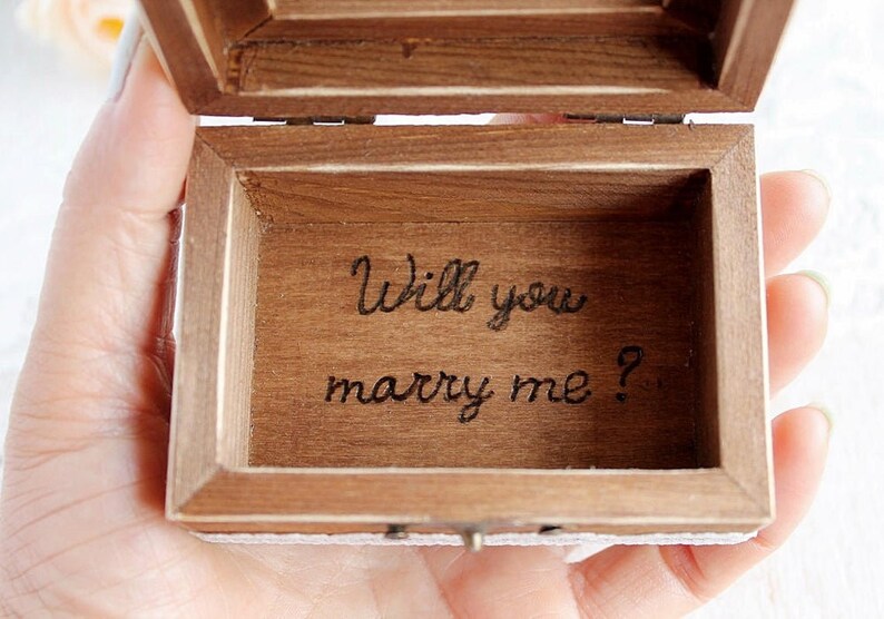 Glass Cover Ring Box Engraved Proposal Ring Box Will you Marry me Ring Box Engagement Ring Box Rustic Proposal Box Wooden Proposal Box