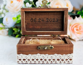 Woodland Wedding Ring Box, Rustic Ring Bearer, Personalized Box, Country Wedding Box, Ring Pillow Box, Custom Wedding Ring Box, Rustic Box