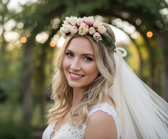 Cream Floral Crown | Boho Wedding Halo | Woodland Headband | Bridal Flower  Hair Wreath - Etsy Hong Kong