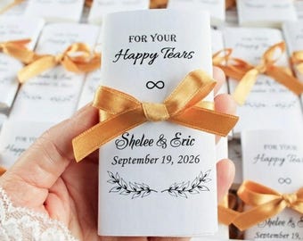 Personalized Wedding Tissue Packs – Custom Ceremony Favors, Thank You Gifts for Guests, Wedding Favors, Happy Tears Keepsake Tissues