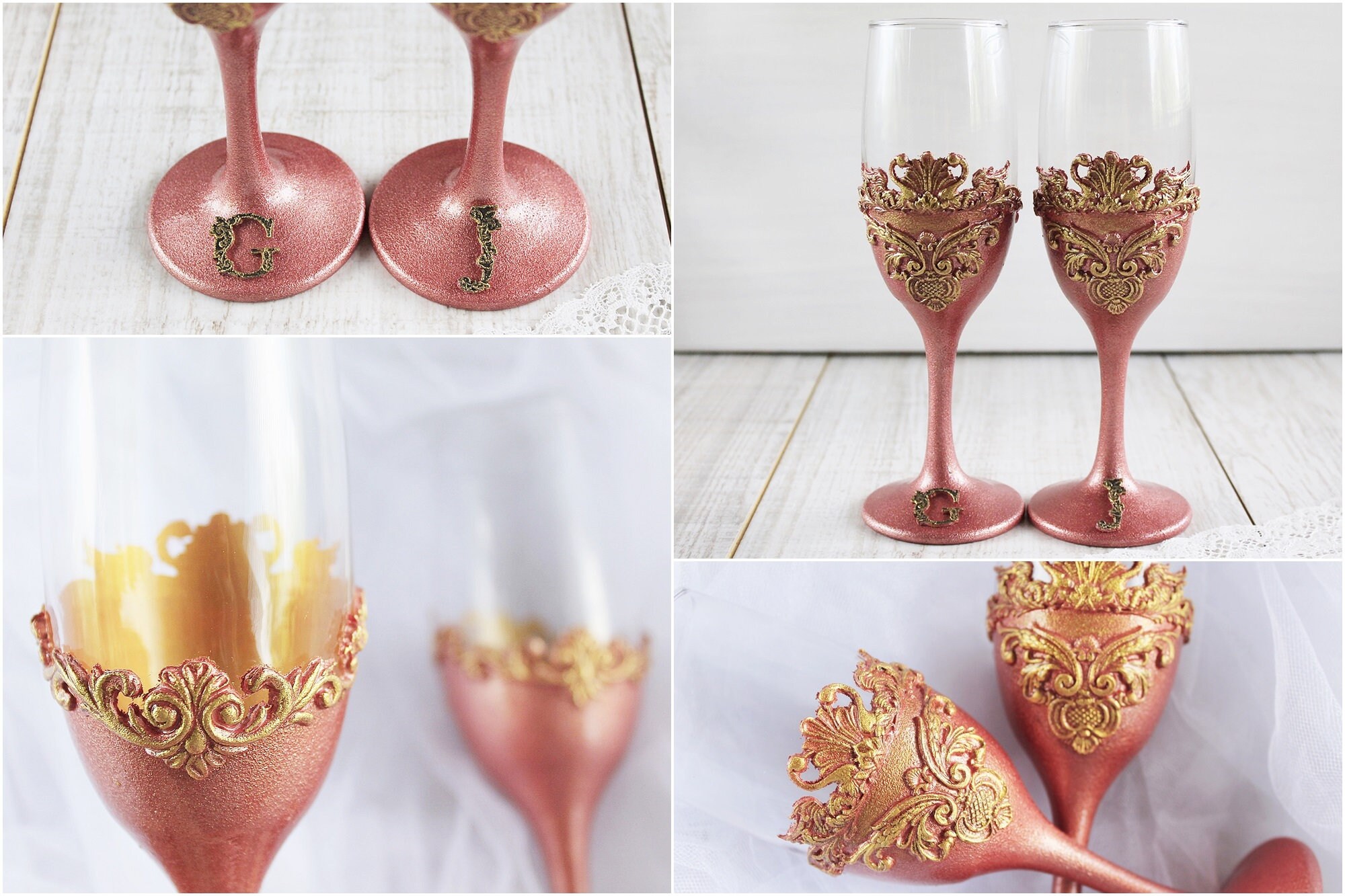 Rose gold hot sale wedding flutes