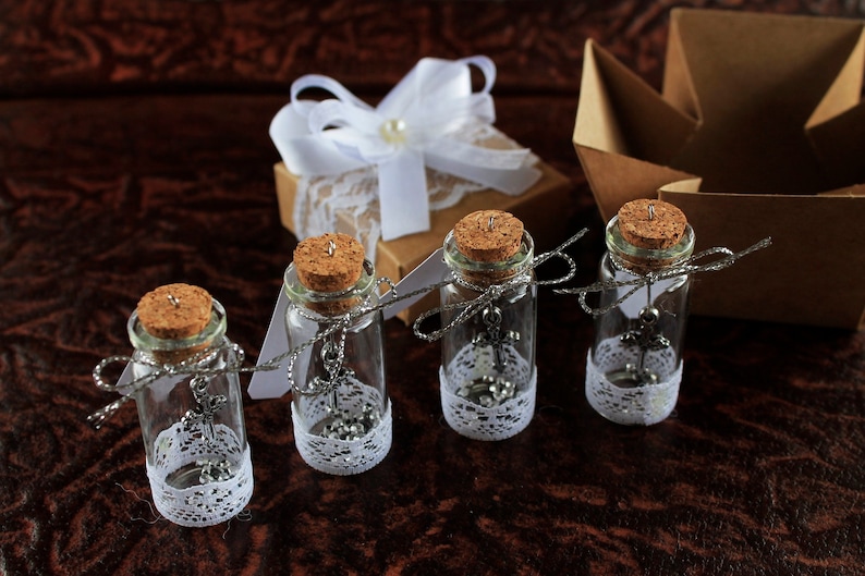 Lovely small baptism favors for guests, ideal for baby boy or baby girl baptism or first communion party gifts.