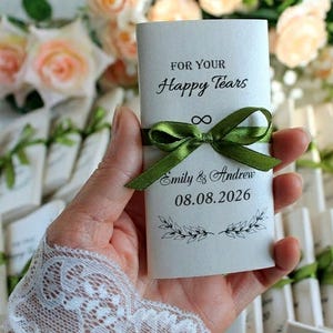 ハッピーティアーズティッシュ – ゲスト、セレモニー、ブライダルシャワー、エレガントな記念品など、パーソナライズされたウェディングギフト