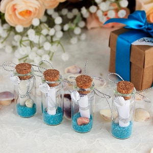 Türkis Strand Brautjungfer Vorschlag - Flaschenpost, Blumenmädchen Einladen, Trauzeugin Geschenk, Küstenhochzeitsandenken in einer Geschenkbox