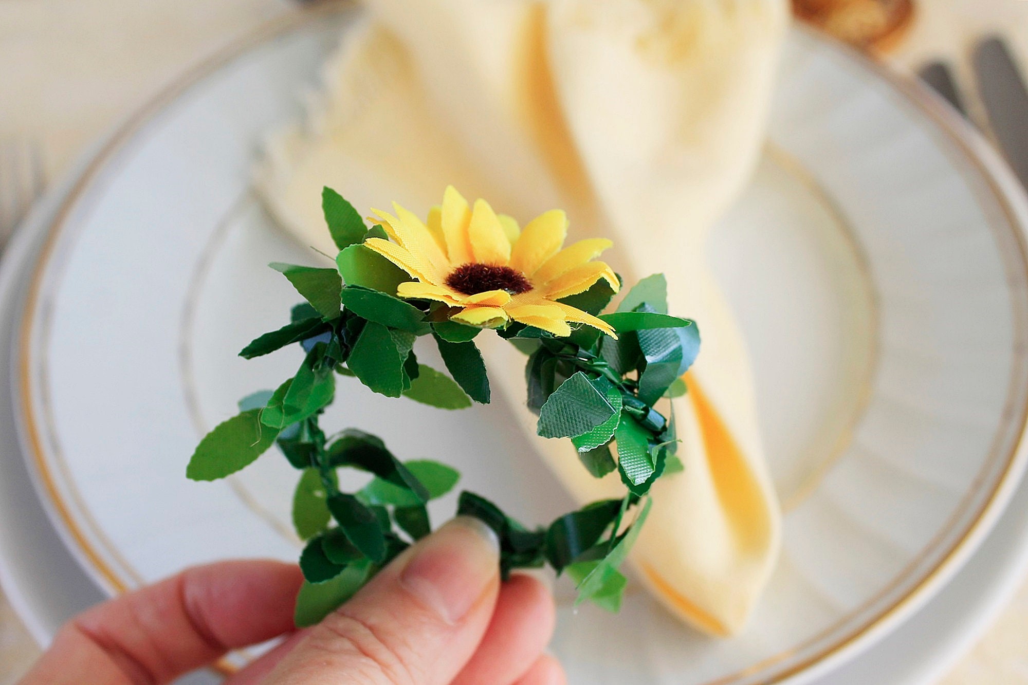 4 Sunflower Napkin Ring Holders Rustic Wedding Napkin Rings | Etsy