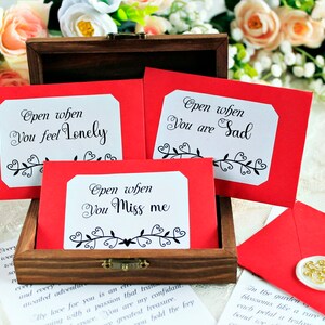 Caja de cartas "Abre cuando" - Regalo de larga distancia, Caja de recuerdos para cónyuges en misión, Notas de amor personalizadas, Recuerdo sentimental de la relación