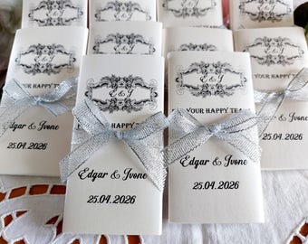 Paquetes de pañuelos de boda vintage, recuerdos personalizados de lágrimas felices, pañuelos para invitados con monograma, recuerdo de boda rústico