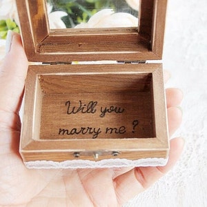 Will You Marry Me Proposal Box, Rustic Engagement Ring Box, Wooden Ring Box for Proposal, Wedding Ring Holder, Ring Bearer Box, Vintage Gift