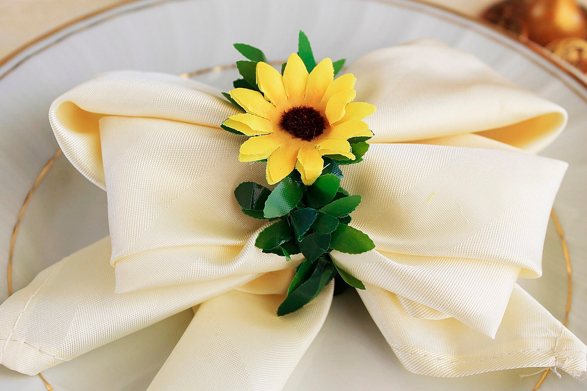 4 Sunflower Napkin Ring Holders Rustic Wedding Napkin Rings | Etsy