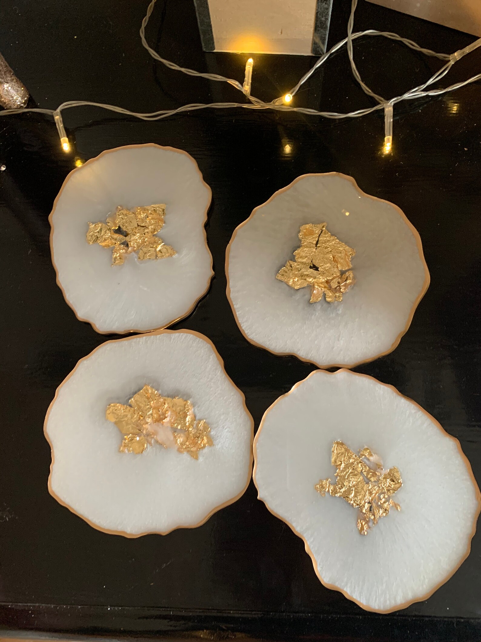 Classic white and gold coasters Etsy