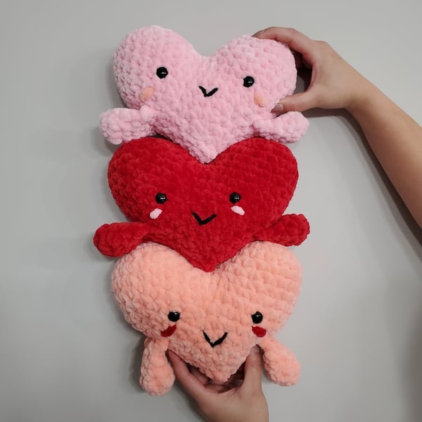 cute, soft, amigarumi, crochet, heart plushies, Valentine days gift
