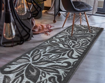 Color Options Available Custom Size Hallway Runner Rug Abstract Brown Color 31 inch Wide Select Your Length Non-Slip Skid Resistance Rubber Backing 2 feet x 31 inch