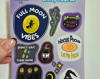 Witchy Medicine Sticker Sheet: Halloween Healthcare Stickers