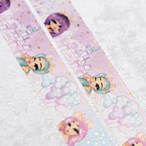 Journée des filles dans les parcs à thème | Echantillon Washi 20 mm | Echantillons de ruban décoratif extra large, mignon, magique Kawaii Kingdom Aesthetic, 2 cm, dorure
